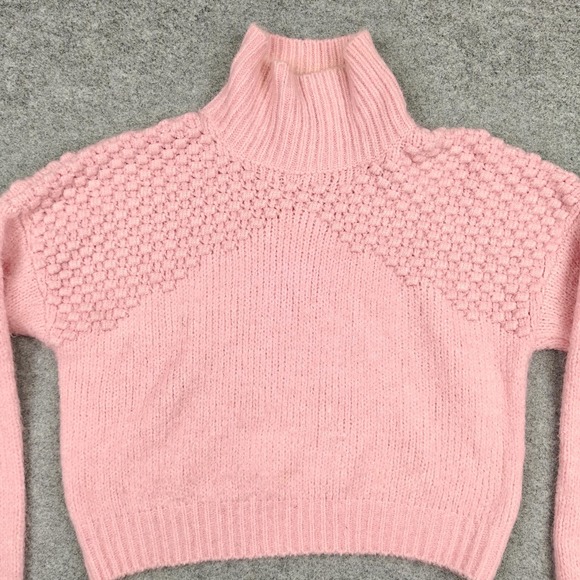 Free People Sweater Womens XS Pink Popcorn Knit Turtleneck Chunky Pullover - Picture 2 of 8
